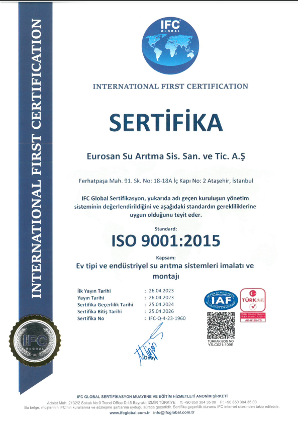 ISO 9001:2015 Kalite Yönetim Belgesi